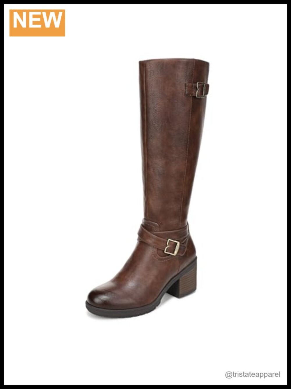 Women's Knee High Zip Tall Boots Faux Leather Block Heel